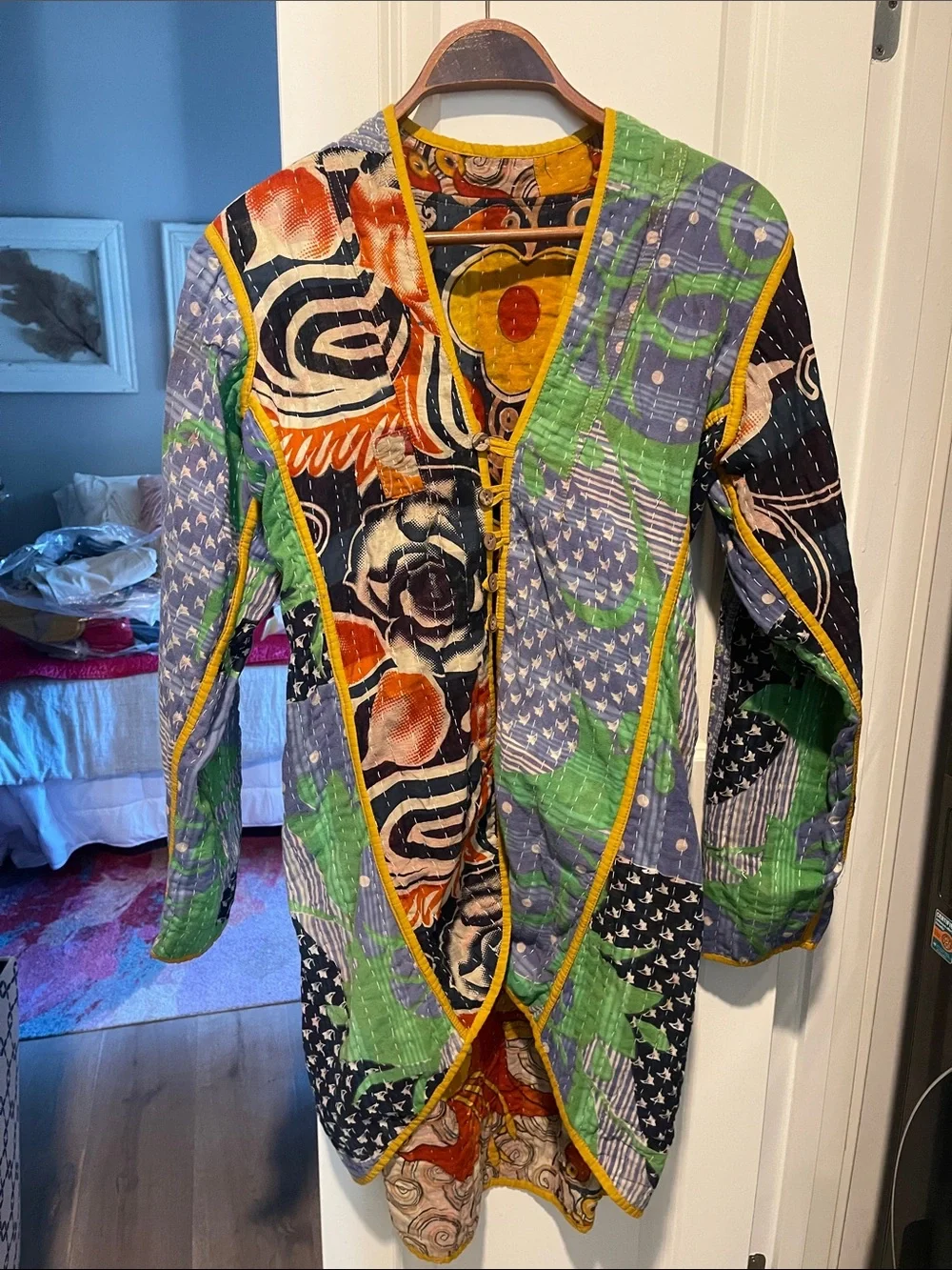 Quilted Patchwork reversible Kantha jacket.